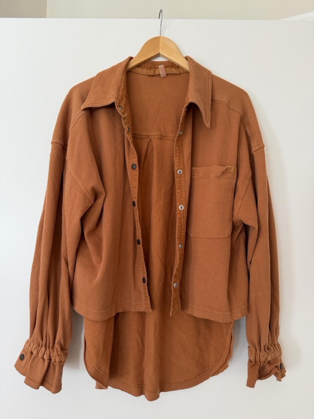 Free People Ribbed Long Sleeve Lounge Set in Rust Brown Medium